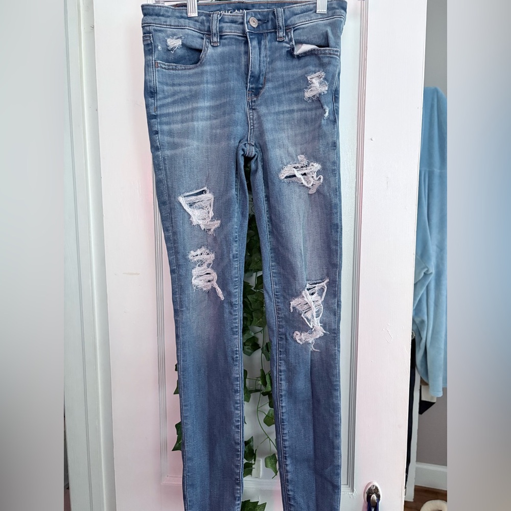 American Eagle Outfitters Ripped Blue Skinny Jeans